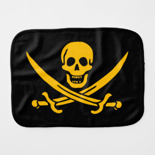 Amber Skull & Swords Pirate flag of Calico Jack Burp Cloth