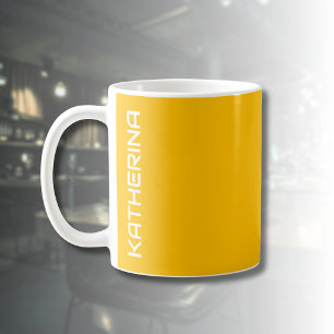 Amber Solid Colour   Classic Personalised  Coffee Mug