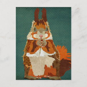 Amber Squirrel Retro Postcard