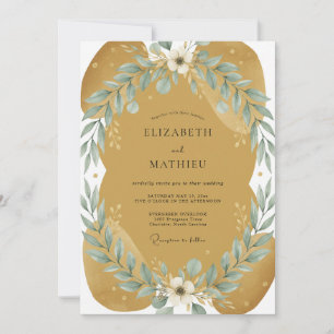 Amber Steel Foliage Eucalyptus Wedding Invitation