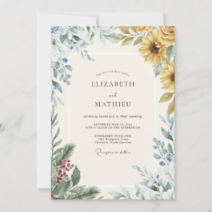Amber Sunflower Berry Wedding Invitation