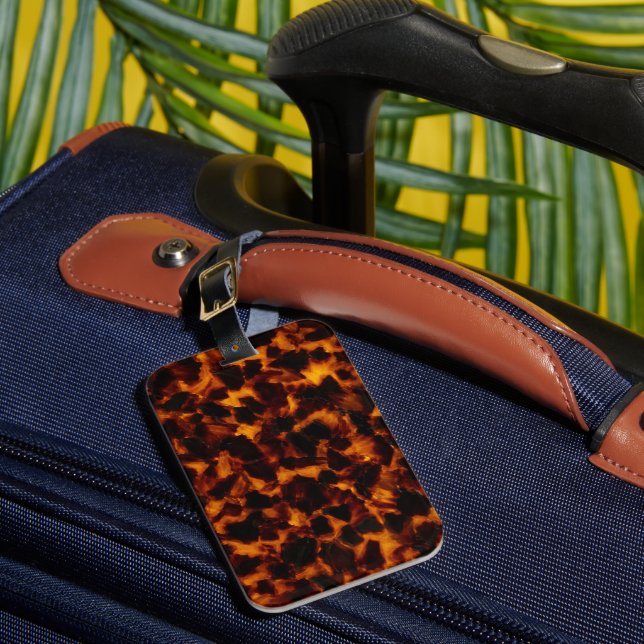 Amber Tortoise Shell Luggage Tag (Front Insitu 1)