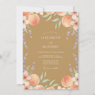 Amber Violet Peach Eucalyptus Wedding Invitation