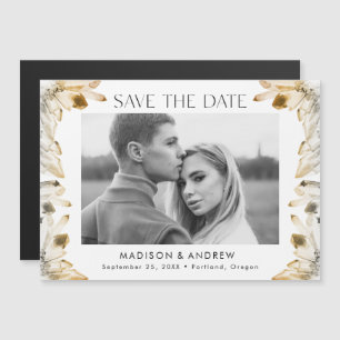 Amber Watercolor Crystals Photo Save the Date Magnetic Invitation