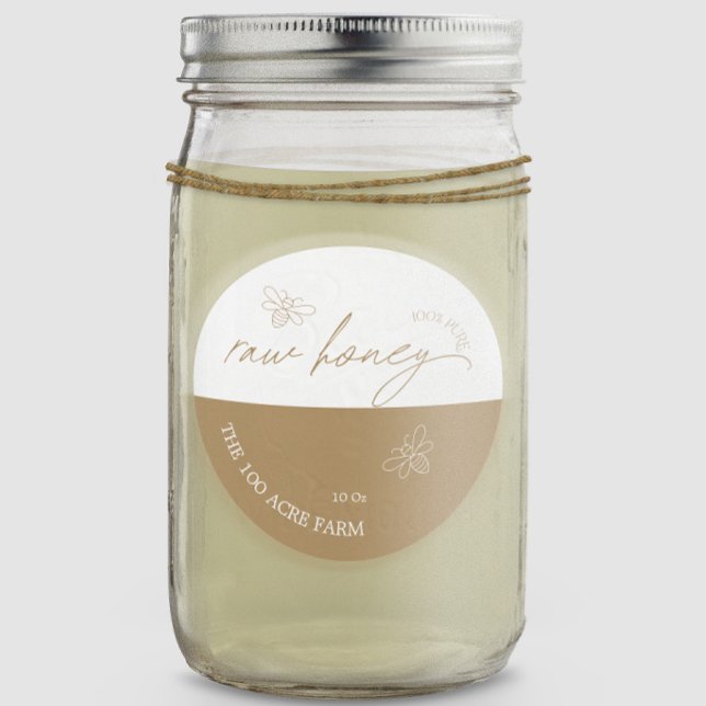 Amber & White Modern Apiary Raw Honey Classic Round Sticker (Creator Uploaded)