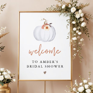 AMBER White Pumpkin Fall Bridal Shower Welcome Poster