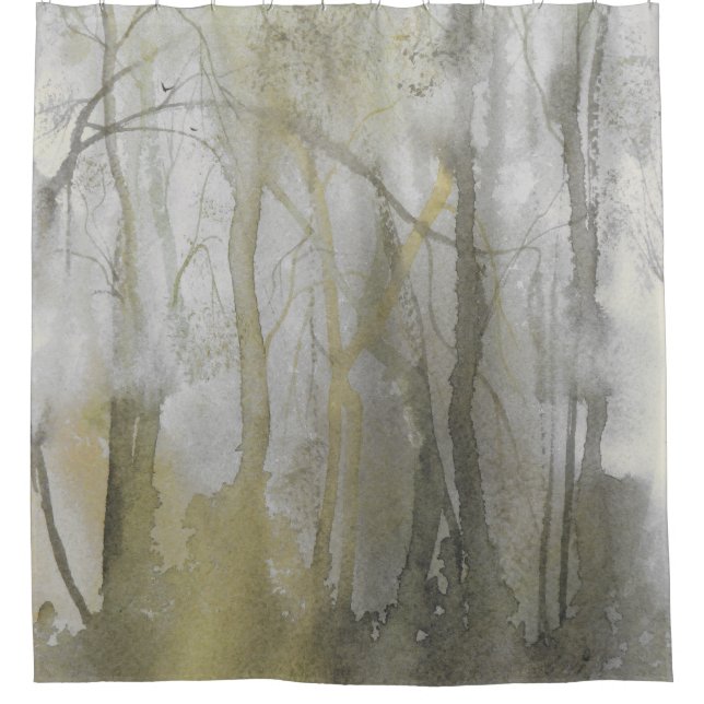 Amber Wilds Watercolor Abstract Print Shower Curtain (Front)