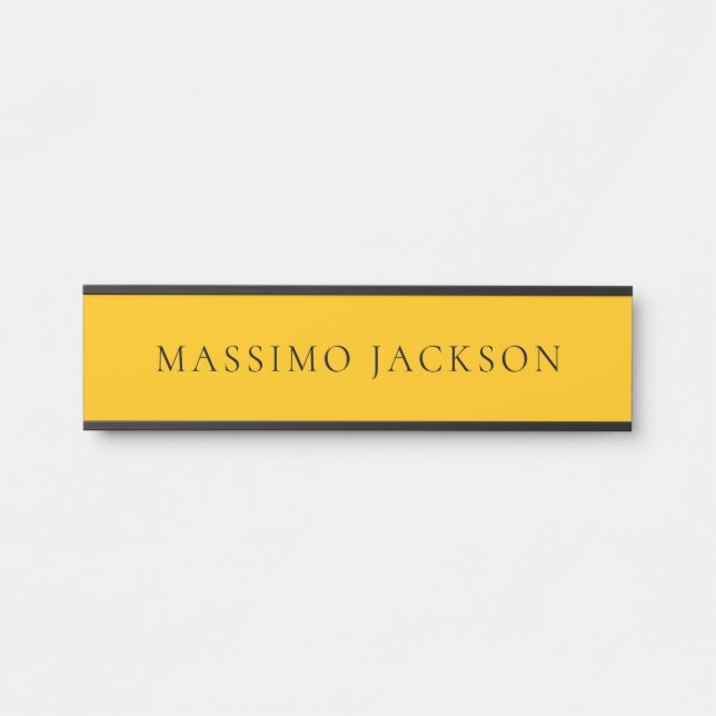 Amber Yellow Minimalist Plain Modern Aesthetic Door Sign (Front)