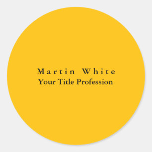 Amber Yellow Plain Elegant Professional Classic Round Sticker