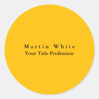 Amber Yellow Plain Elegant Professional Classic Round Sticker