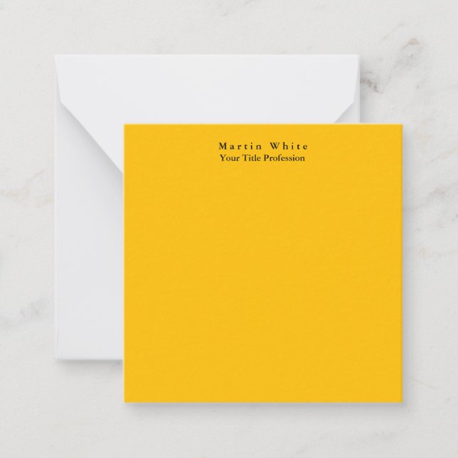 Amber Yellow Plain Elegant Professional Modern Card (Front)