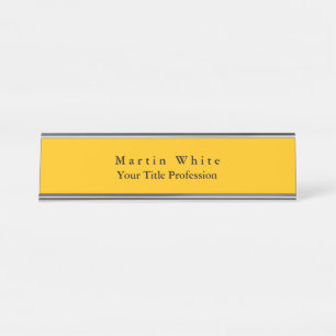 Amber Yellow Plain Elegant Professional Modern Desk Name Plate