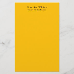 Amber Yellow Plain Elegant Professional Modern Stationery