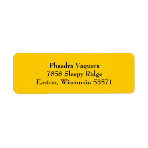 Amber Yellow Simple Plain Return Address Labels