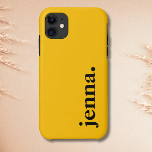 Amber Yellow Solid Colour Elegant Name iPhone 11 Case