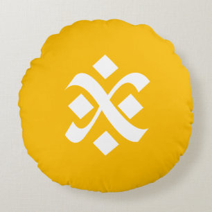 Amber Yellow Uniform Solid Boho Colours Round Cushion