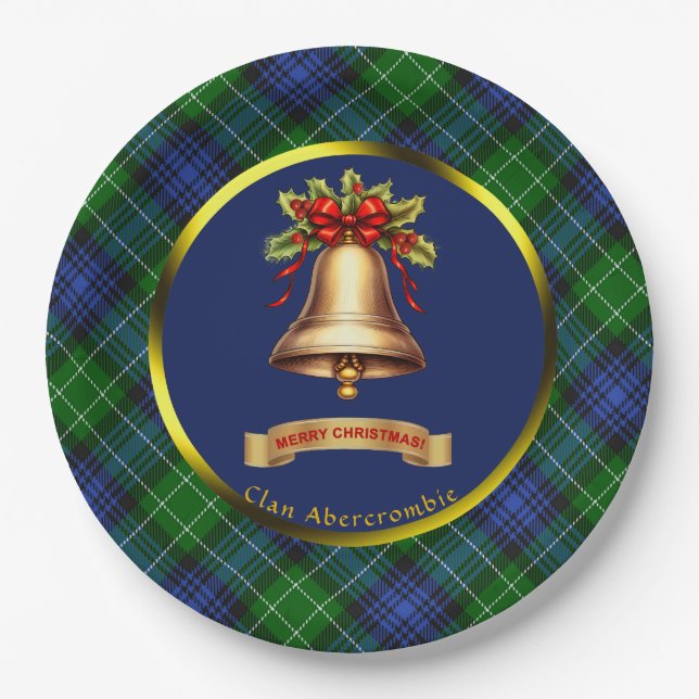Ambercrombie Tartan Personalised Christmas Paper Plate (Front)