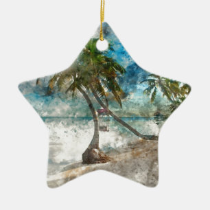 Ambergris Caye Belise Travel Destination Ceramic Tree Decoration