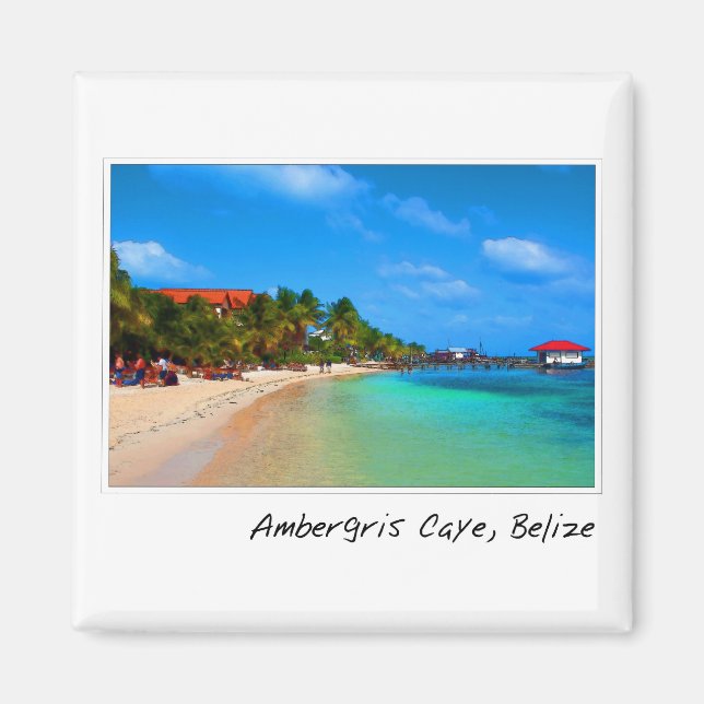 Ambergris Caye Belise Travel Destination Magnet (Front)