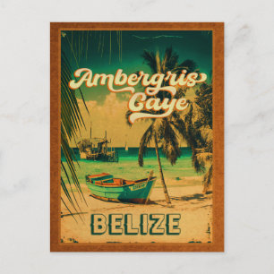 Ambergris Caye Belise Vintage Palm Trees Souvenirs Postcard
