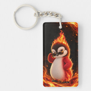 Amberlicious Fire Penguin Sunglasses Funny Key Ring