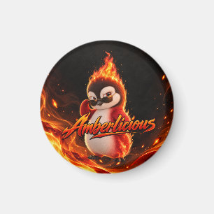 Amberlicious Fire Penguin Sunglasses Funny Magnet