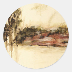 Ambiguous, Abstract Landscape Art Drips Painting Classic Round Sticker
