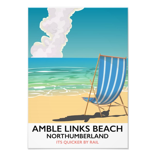 Amble Links Beach Northumberland Travel poster (Front)