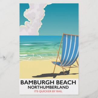 Amble Links Beach Northumberland Travel poster Stationery