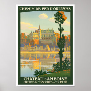 Amboise castle France vintage travel Poster