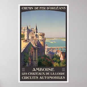 Amboise France vintage travel Poster