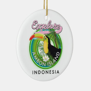 Ambon Island Indonesia travel logo Ceramic Tree Decoration