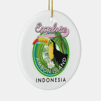 Ambon Island Indonesia travel logo Ceramic Tree Decoration