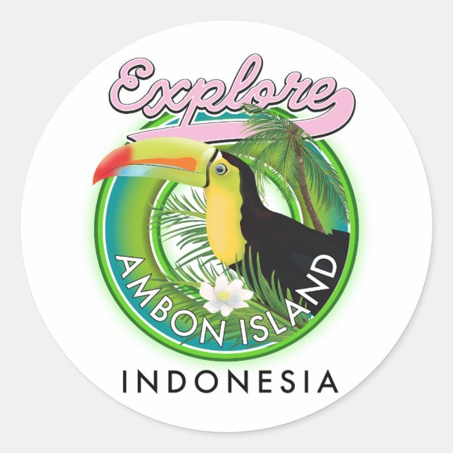 Ambon Island Indonesia travel logo Classic Round Sticker (Front)