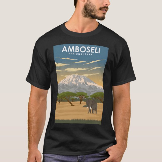 Amboseli National Park Africa Travel Poster  T-Shirt (Front)