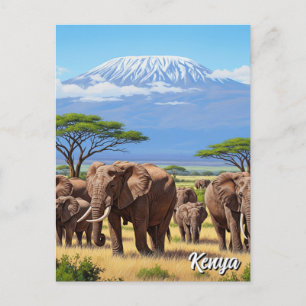 Amboseli National Park Kenya Elephants Postcard