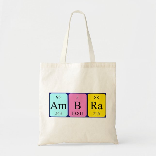 Ambra periodic table name tote bag (Front)