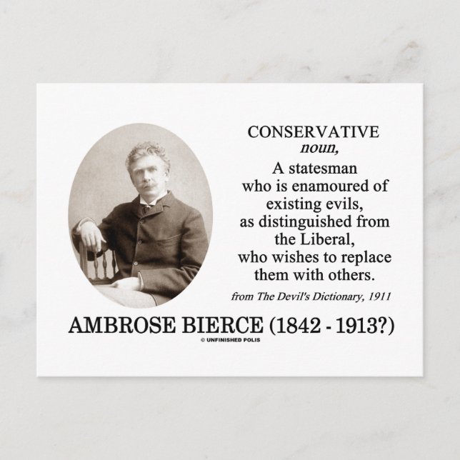 Ambrose Bierce Conservative The Devil's Dictionary Postcard (Front)