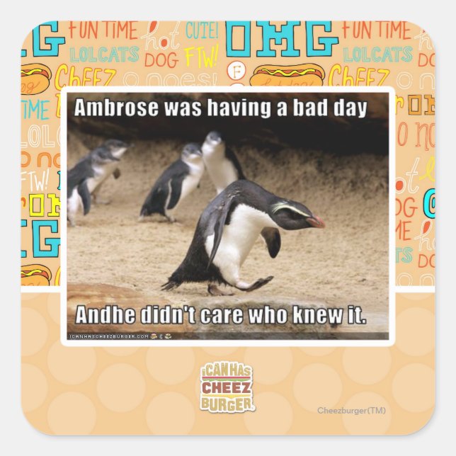 Ambrose was having a bad day square sticker (Front)
