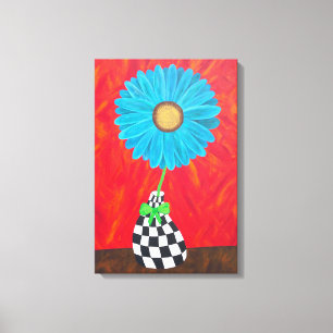 Ambrosino Art Blue Flower Vase Wall Canvas Print