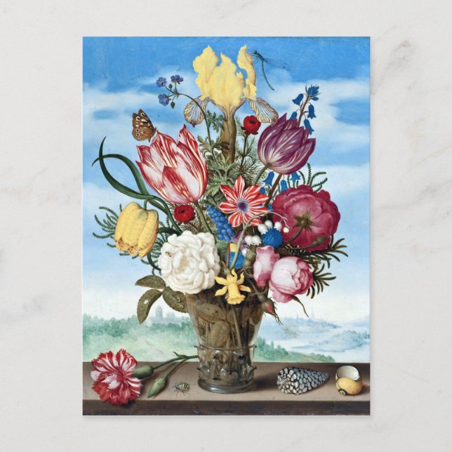 Ambrosius Bosschaert Bouquet of Flowers on a Ledge Postcard (Front)
