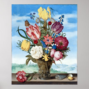 Ambrosius Bosschaert Bouquet of Flowers on a Ledge Poster