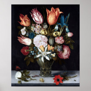 Ambrosius Bosschaert Flowers in a Glass Poster