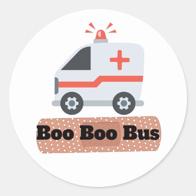 Ambulance Boo Boo Bus, EMS Humour Classic Round Sticker (Front)