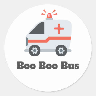 Ambulance Boo Boo Bus, EMS Humour Classic Round Sticker