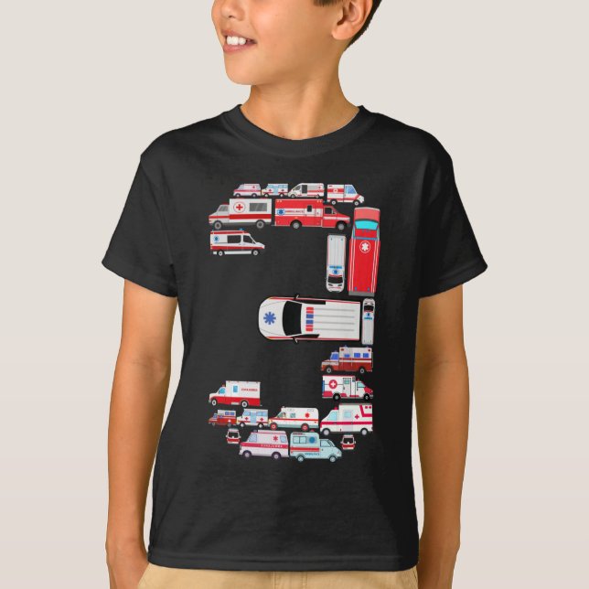 Ambulance Car For Boys Kids Three 3 Year Old   T-Shirt (Front)