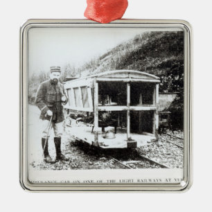 Ambulance Car on One of the Light Railways Metal Tree Decoration