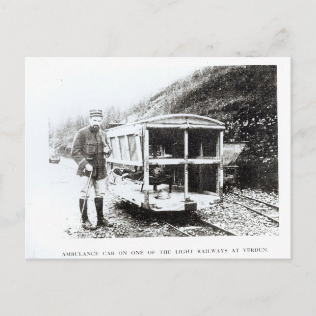 Ambulance Car on One of the Light Railways Postcard (Front)
