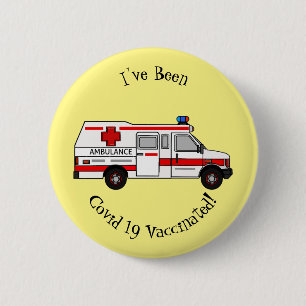 Ambulance cartoon illustration 6 cm round badge