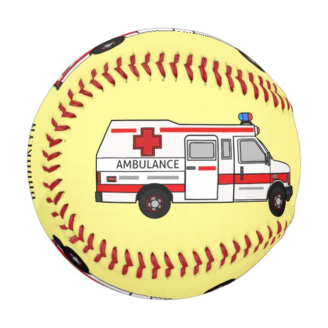 Ambulance cartoon illustration baseball (Front Left)